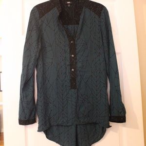 Green and Black Printed Blouse